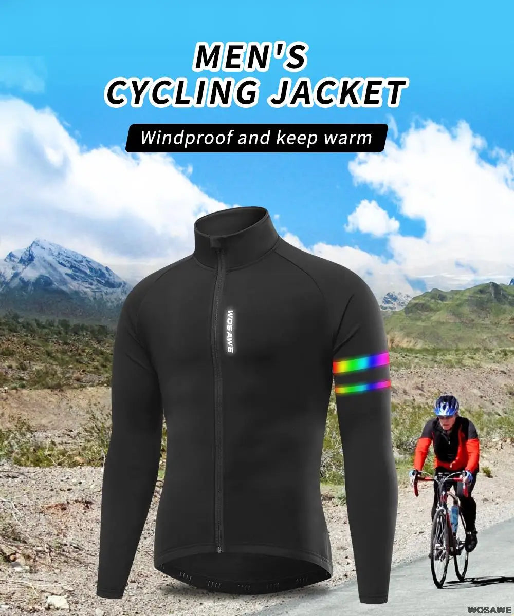Men'sThermal Winter Cycling Jacket Fleece Lining Long Sleeve Jersey Windproof Running Riding Ciclismo Cycling Clothing