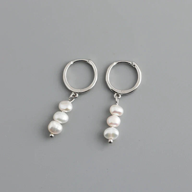 Real 925 Sterling Silver Natural Freshwater Baroque Pearl Stud Earrings for Women Bohemian Charming Jewelry Trend 2021