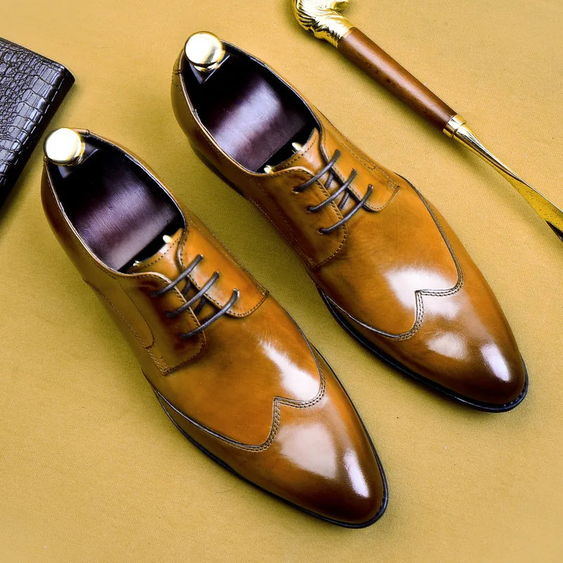 High Quality Handmade Oxford Dress Shoes Men Genuine Cow Leather Suit Shoes Footwear Wedding Formal Italian Shoes Hot Size 37-46