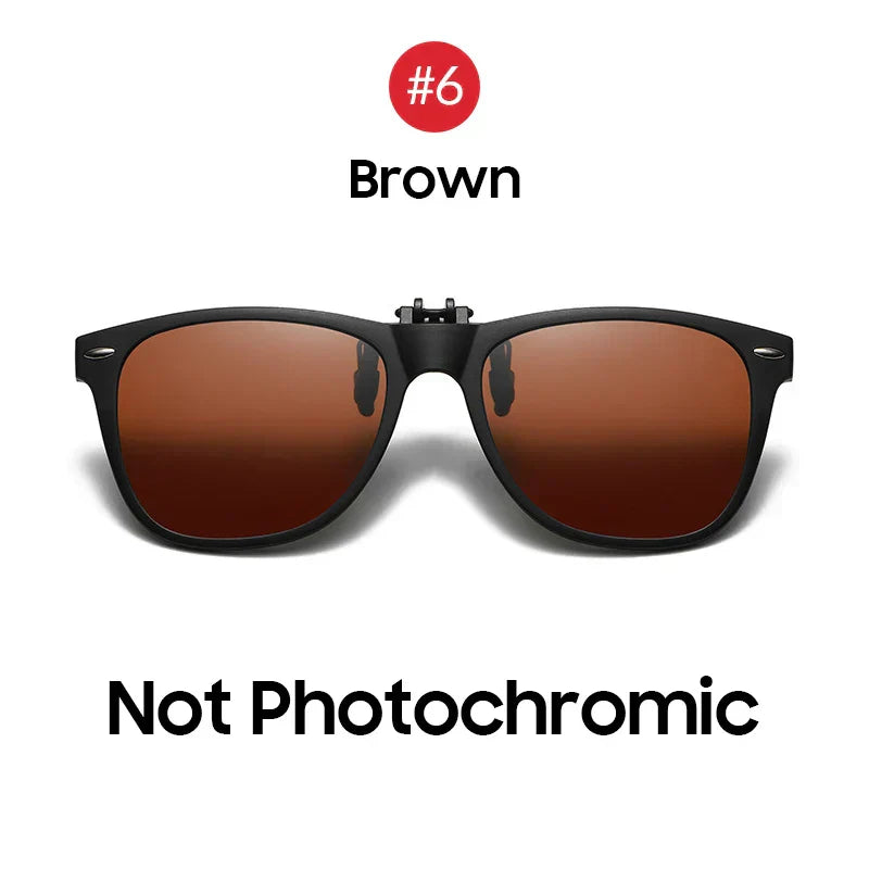 Men Photochromic Polarized Lens Flip Up Clip on Sunglasses Women Driving Sun Glasses with Clips 2026 Trending Product