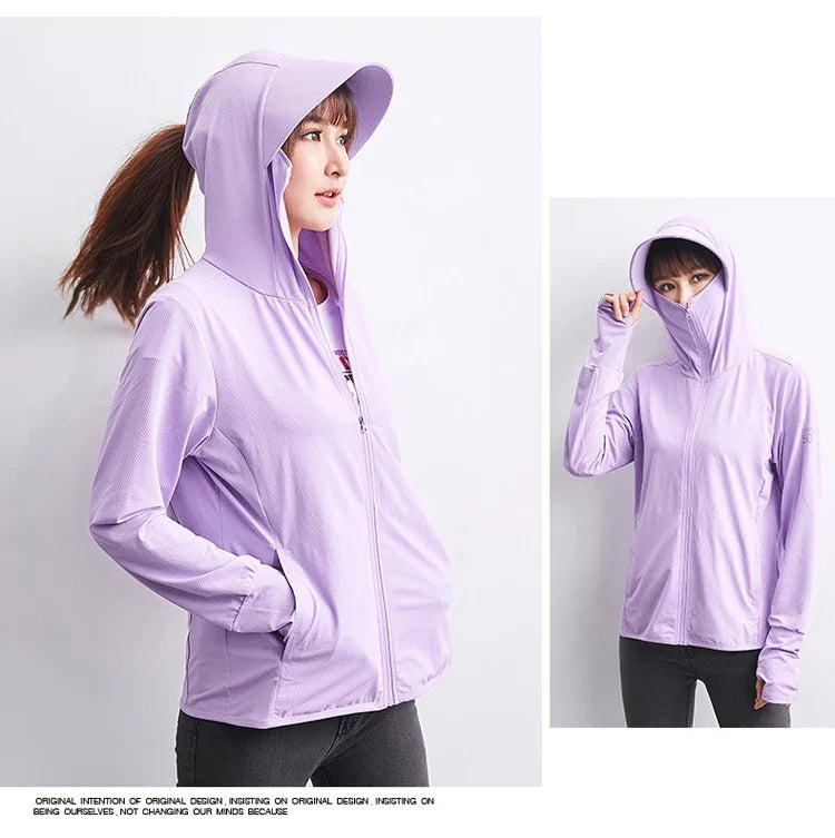Long Sleeve Hoody Summer Women Sun UV Protection Quick Dry Clothing Men Hooded Jacket Thin Beach Sweatshirt