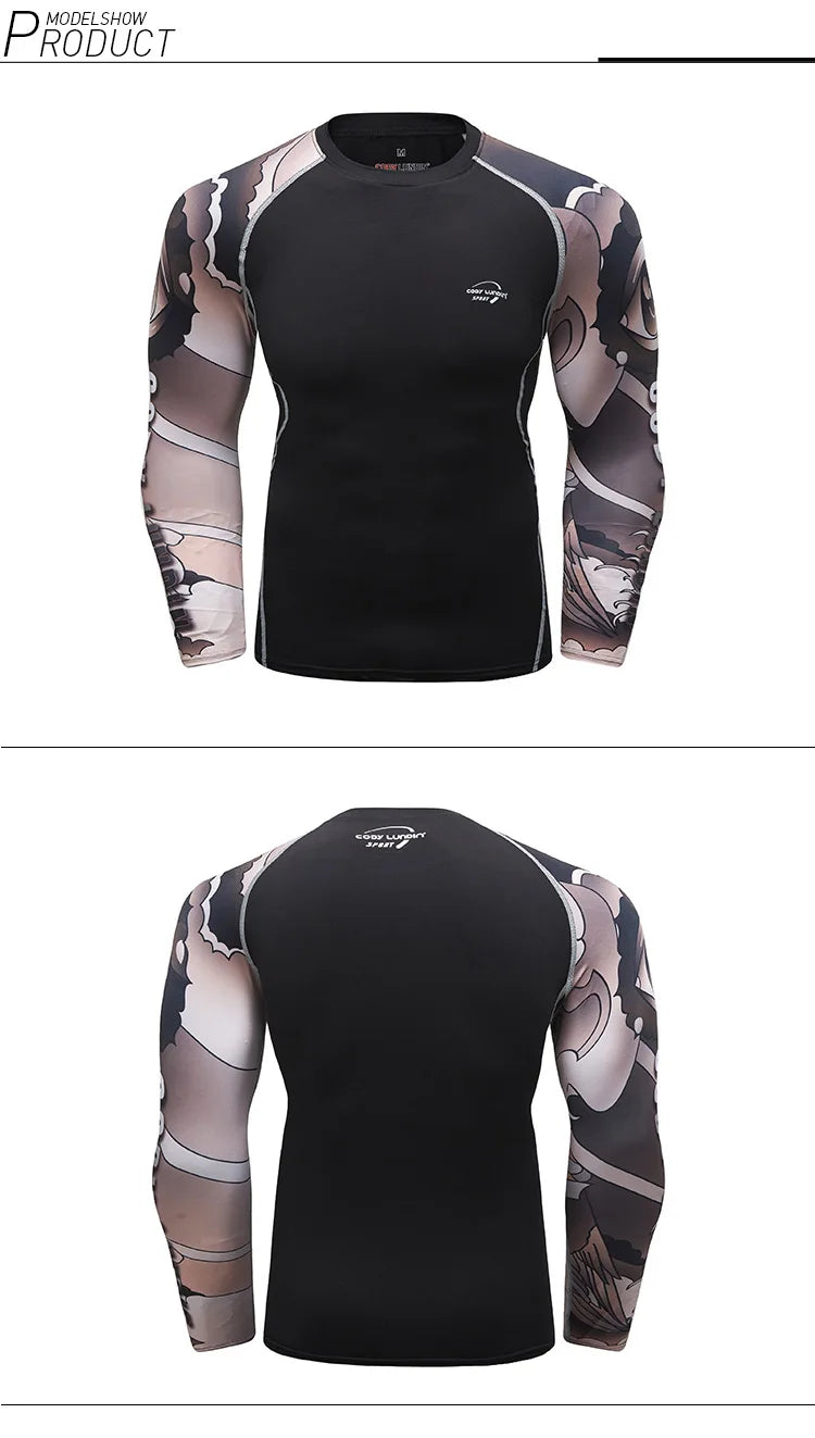 Men Long Sleeve Compression Athletic Workout Shirt Water Sports UPF 50+ Rash Guard High Quality Jiu Jitsu Gi BJJ Top