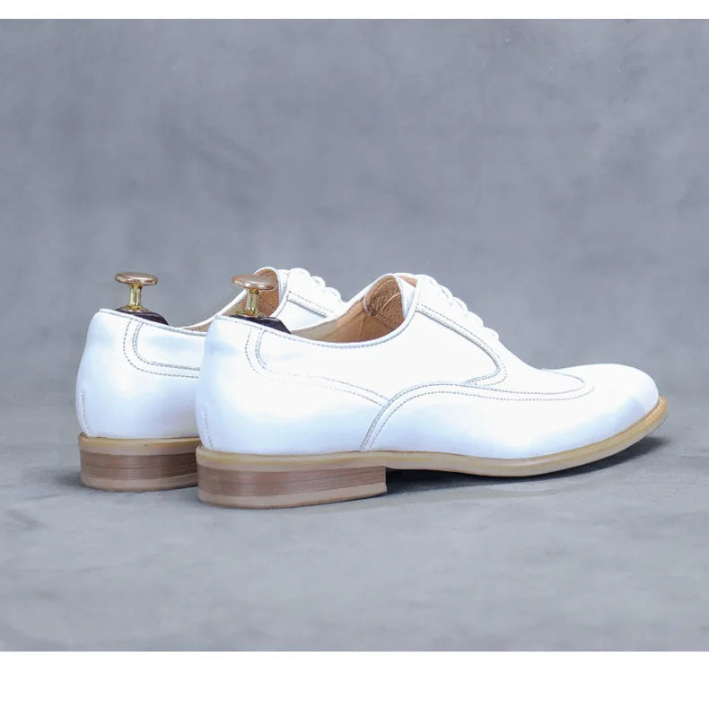 new white shoes for men Leather shoes men's business dress breathable leather shoe British lace-up fashion wedding party
