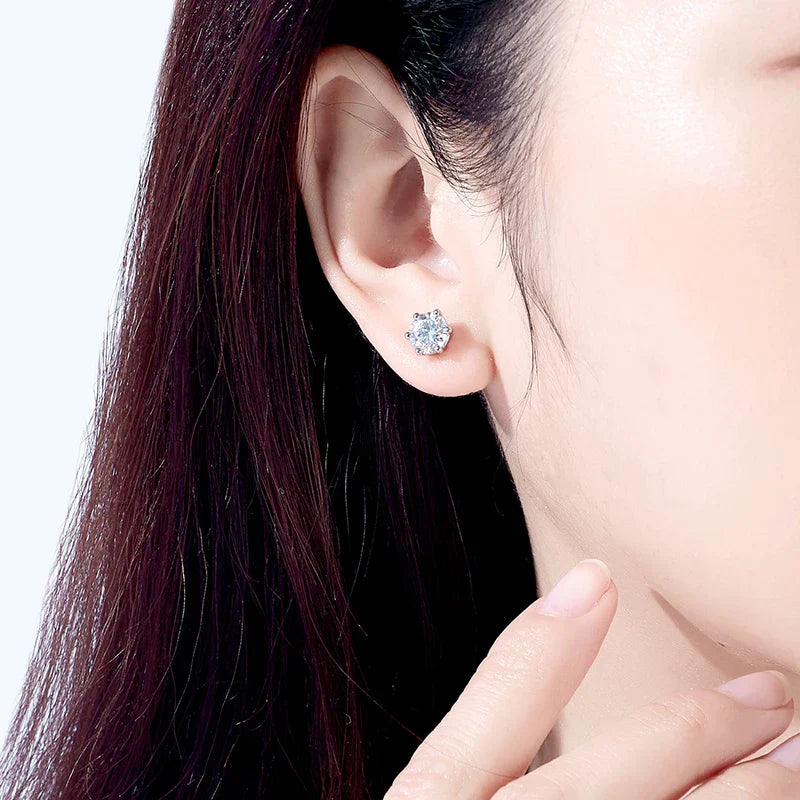10k Gold 4/2/1ct Emerald Moissanite Stud Earrings 10K Gold Post Anti-allergy Eearrings For Women Jewelry Wholesale