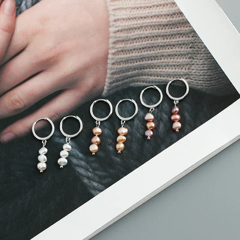 Real 925 Sterling Silver Natural Freshwater Baroque Pearl Stud Earrings for Women Bohemian Charming Jewelry Trend 2021