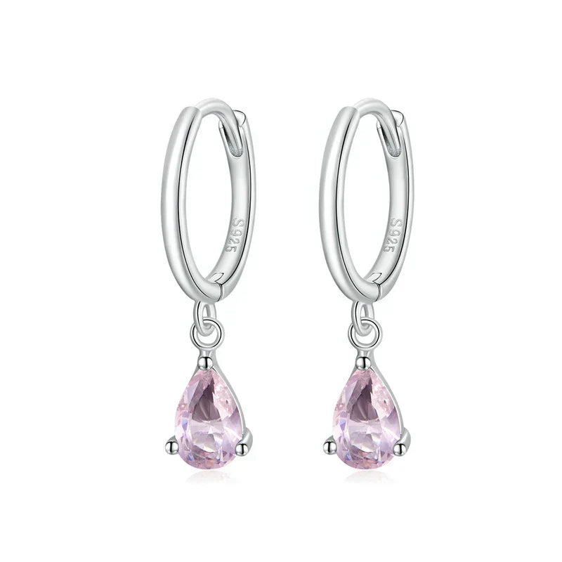 Silver Green Water Drop Earrings 925 Sterling Silver 4 Colors Drop Shape Earring for Women Statement  Jewelry