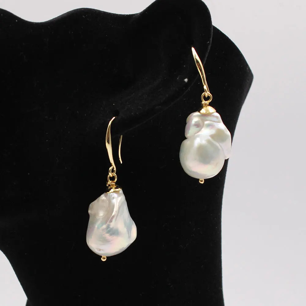 GG Natural Freshwater Cultured White Keshi Baroque Pearl Necklace Bracelet Earrings Sets For Women Lady Fashion