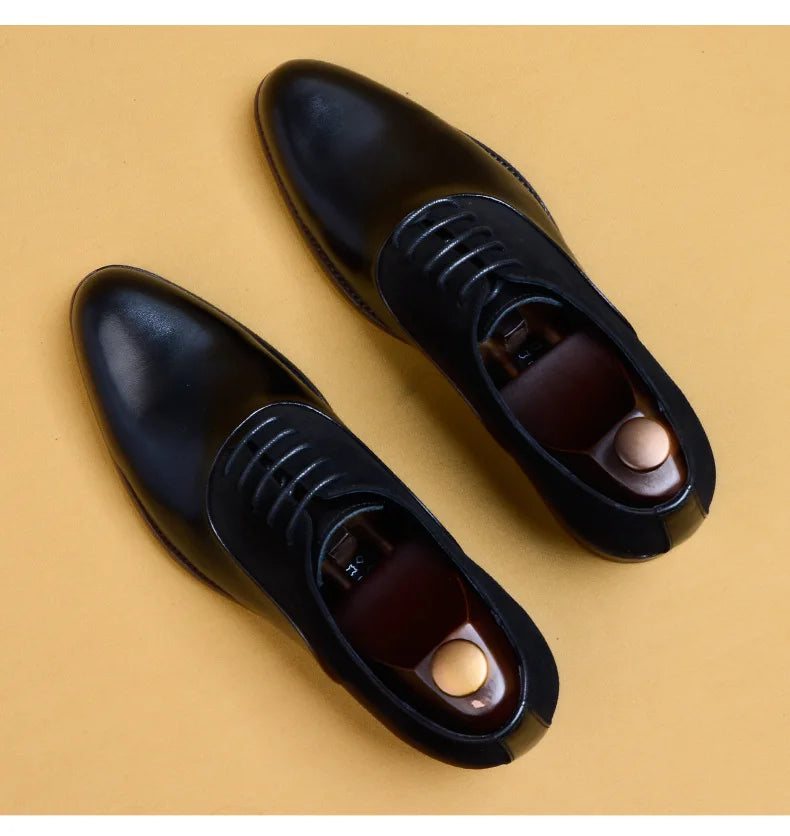 Genuine Cow Leather Brogue Wedding Business Men Casual Flats Vintage Handmade Oxford Shoes For Men Black Burgundy 2024