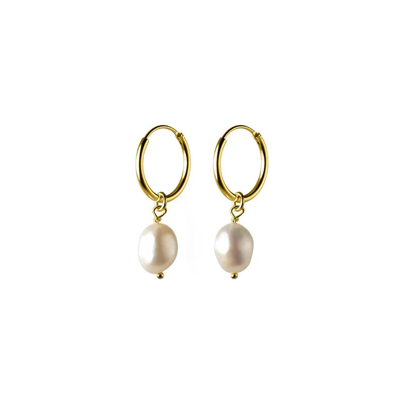 Genuine 925 Sterling Silver Natural Freshwater Baroque  Pearl Unusual Earrings for Women Chic Charming Goth Jewelry 2021