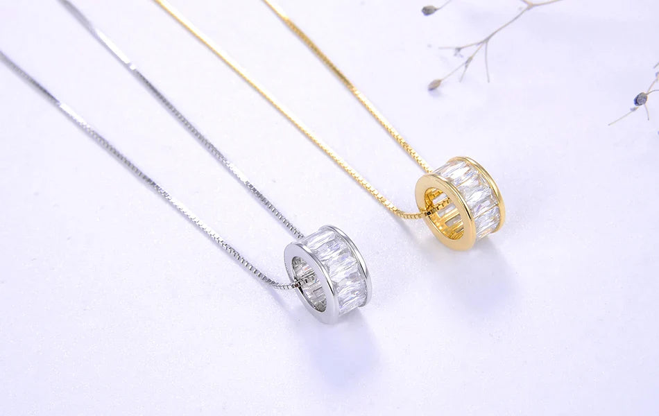 Trendy Simple Necklace 925 Sterling Silver Women Necklaces With 3 Big Circle AAAA Zircon Jewelry Wedding Gift OSN175