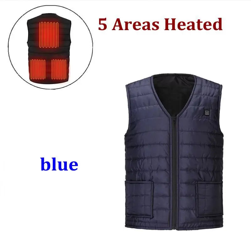11 Area Heating Vest Men/Women Casual V-neck USB Heated Vest Smart Control Temperature Heating Jacket Cotton Coat Winter Hunting