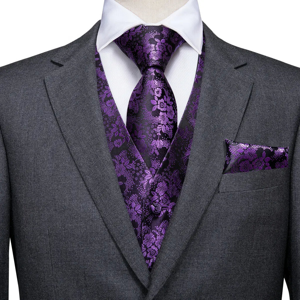 Fashion Silk Vest For Men Classic Gold Champane Yellow Waistcoat Jacket Tie Hankerchief Cufflinks Sets Dress Suit Wedding Hi-Tie