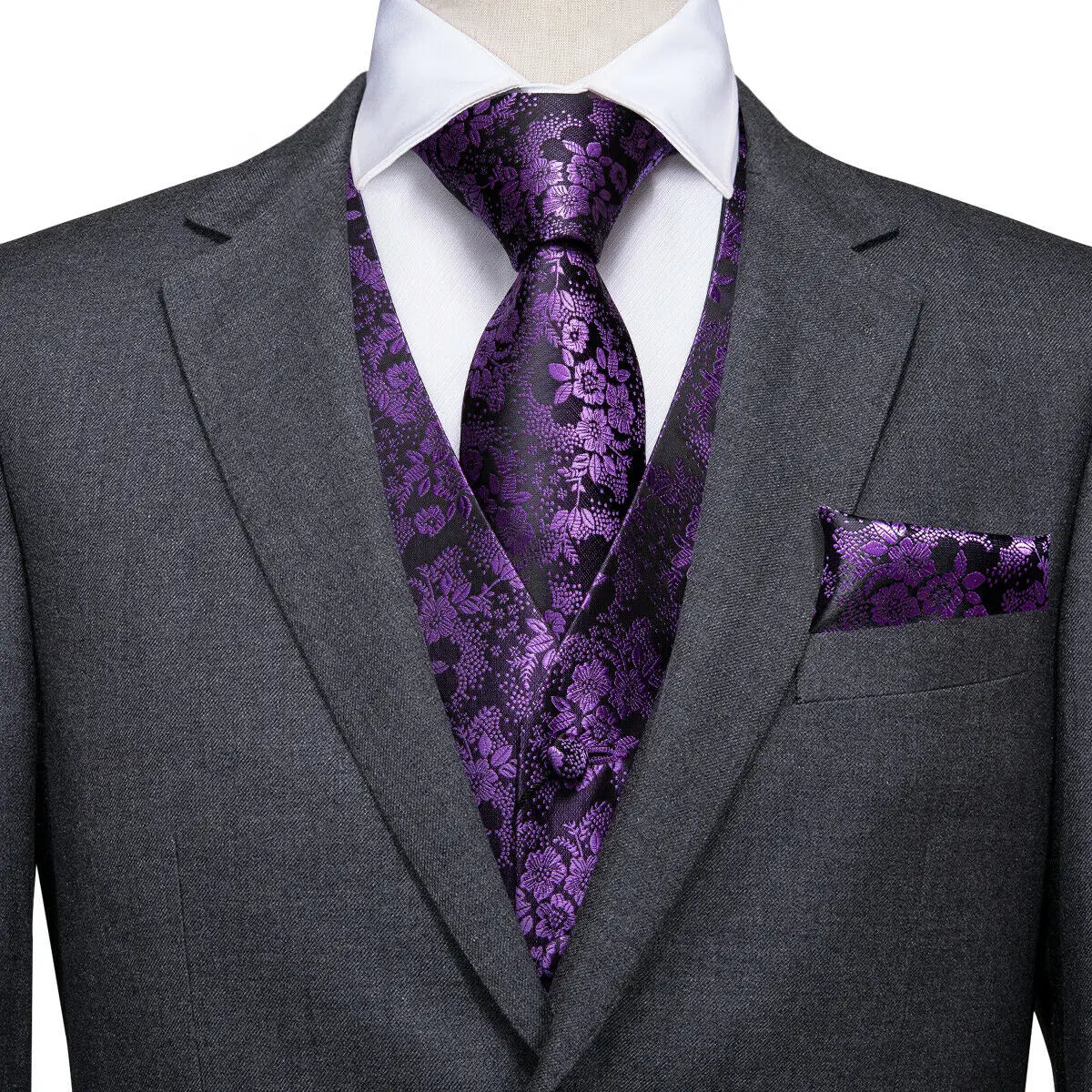 Fashion Silk Vest For Men Classic Gold Champane Yellow Waistcoat Jacket Tie Hankerchief Cufflinks Sets Dress Suit Wedding Hi-Tie