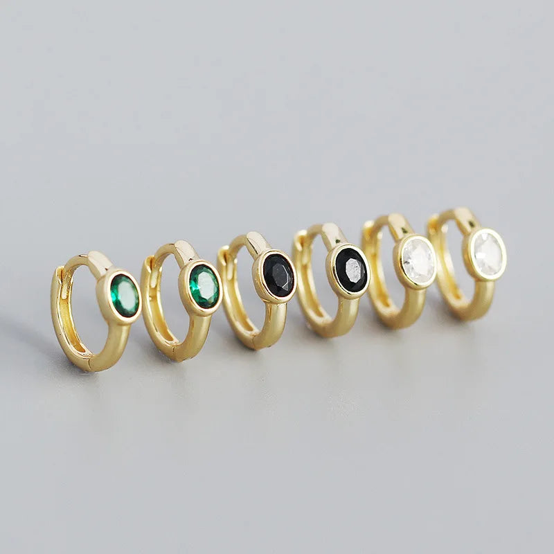 925 Sterling Silver Simple Oval Cut Zircon Hoop Earrings for Women Geometric European Piercing Huggie Jewelry Female Gift
