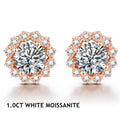 Round Cut 1.0CT Diamond Test Passed Moissanite Rhodium 925 Silver D Color Moissanite Earrings Jewelry Girlfriend Gift