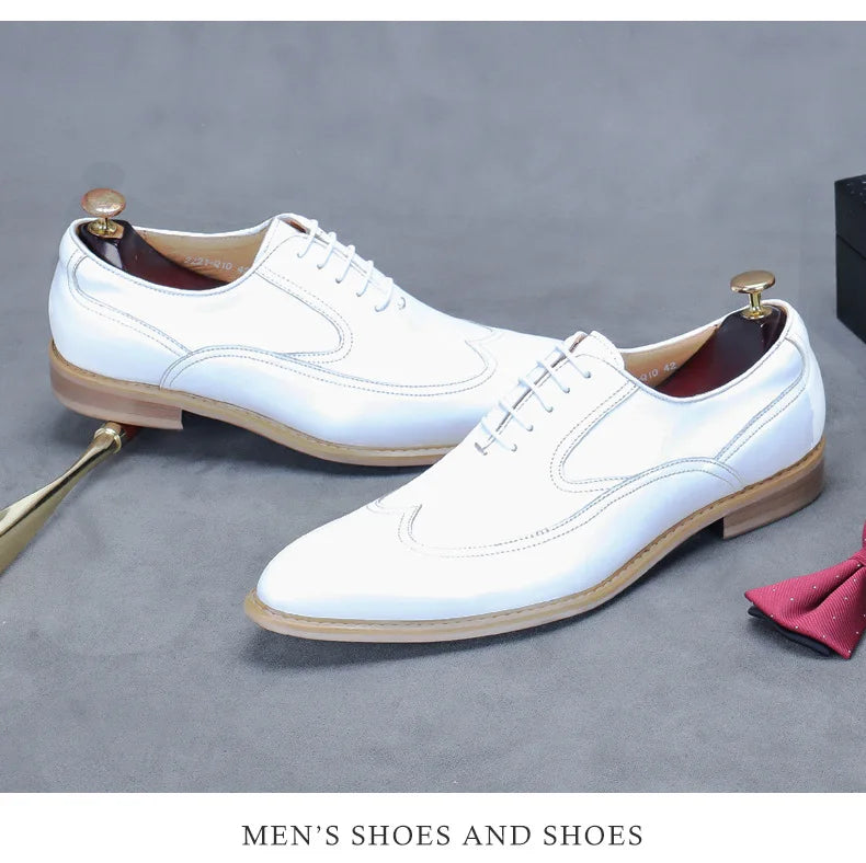 new white shoes for men Leather shoes men's business dress breathable leather shoe British lace-up fashion wedding party