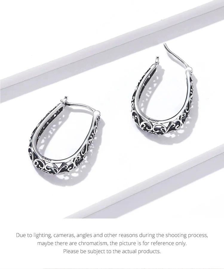 Gold Plated Filigree Hoop Earrings 925 Sterling Silver Vintage Vine Earrings For Women Fine Jewelry Original Design