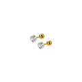 925 Sterling Silver Luxury Round Zircon Simple Bead Stud Earrings for Women Fashion Body Piercing Jewelry Accessories