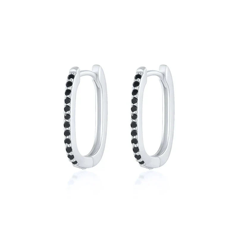 925 Sterling Silver Square Piercing Huggie Hoop Earrings for Women Simple Cubic Zirconia Earings Fine Jewelry Pendientes