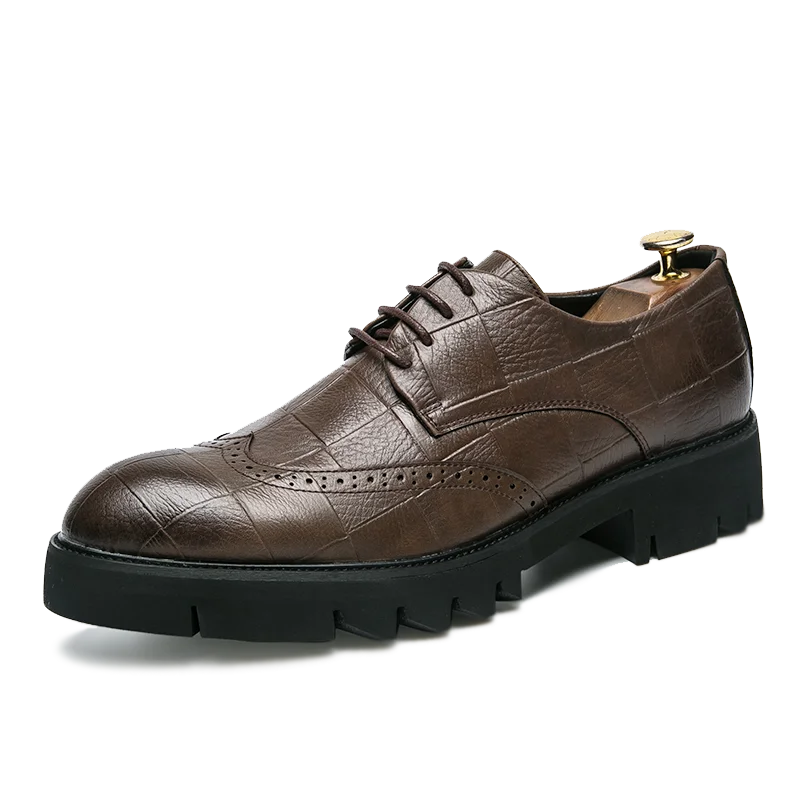 New Arrival Mens Casual Leather Shoes Thick soled Formal Shoes Fashion Brogue Shoes Elegant Leisure Walk Oxford Male Shoes Adult