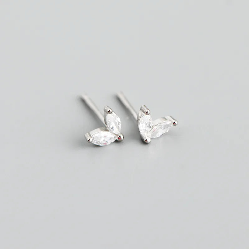 925 Sterling Silver Fashion Korean Chic Blue Horse Eye Zircon Stud Earrings for Women Teen Simple Color Piercing Jewelry