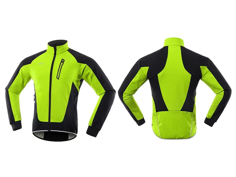 Men's Winter Cycling Jacket Thermal Fleece Warm Up Bicycle Clothing Windproof Waterproof Soft Shell Coat MTB Bike Jersey