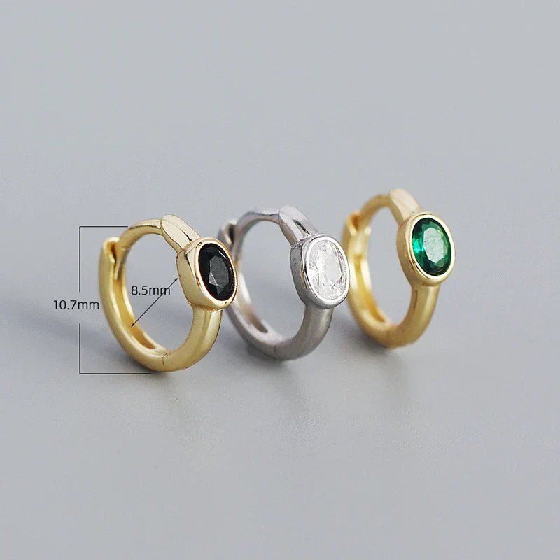 925 Sterling Silver Simple Oval Cut Zircon Hoop Earrings for Women Geometric European Piercing Huggie Jewelry Female Gift