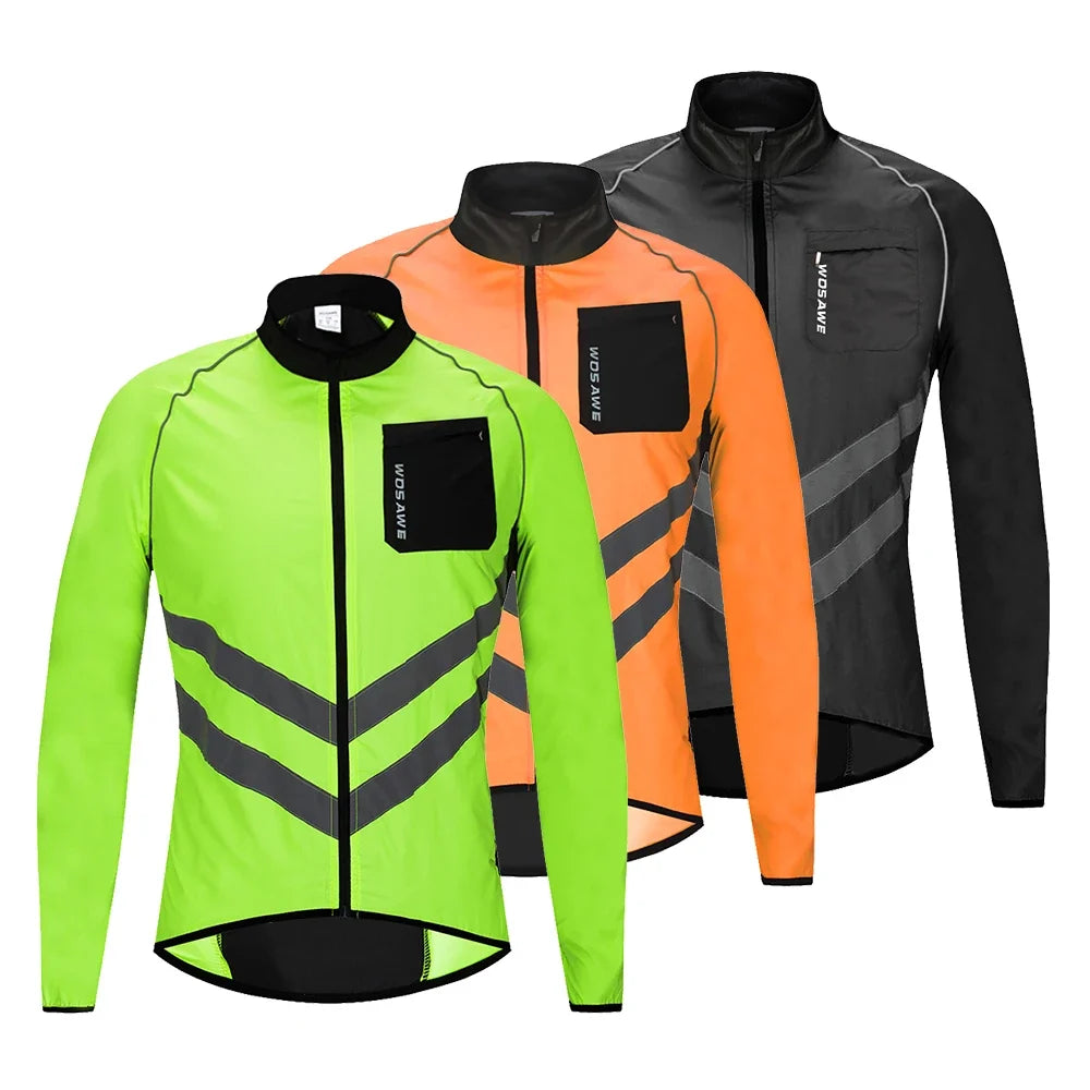 Ultralight Men's Cycling Windbreaker Reflective Jacket Windproof Bike Jacket Water Resistant MTB Road Bicycle Long Jersey