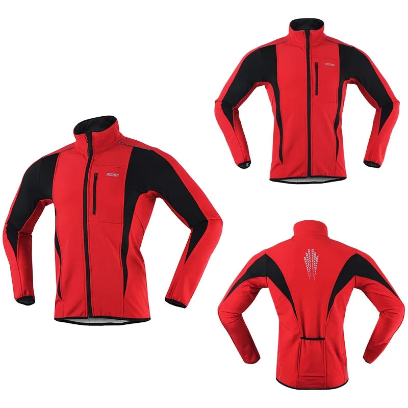 Men's Warm Cycling Jacket Fleece Bike Jersey Windproof Waterproof Softshell Coat Bicycle Clothing Motorcycle Raincoat
