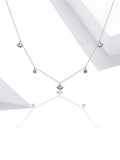 Authentic Silver Seashell Necklace 925 Sterling Silver Blue CZ Love Necklace Gift for Girl Statement Fine jewelry SCN454