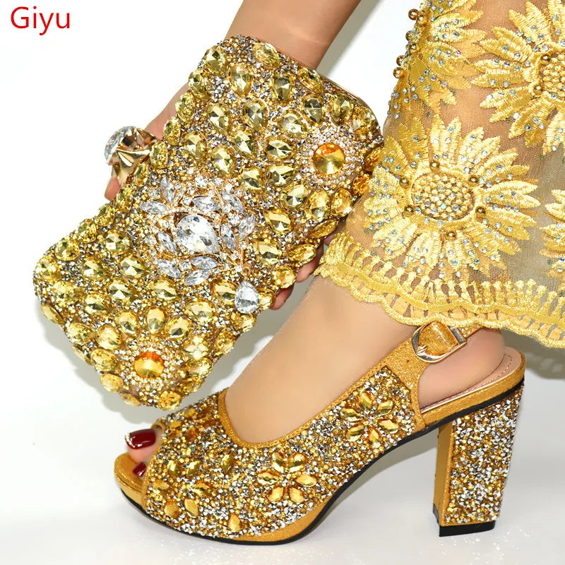 Women Shoes and Bags To Match Set Italy Party Pumps