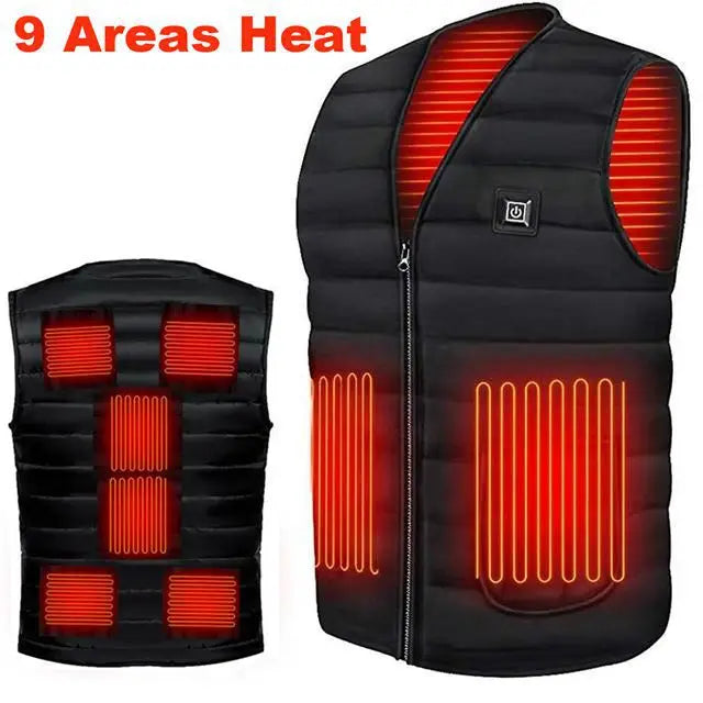 11 Area Heating Vest Men/Women Casual V-neck USB Heated Vest Smart Control Temperature Heating Jacket Cotton Coat Winter Hunting