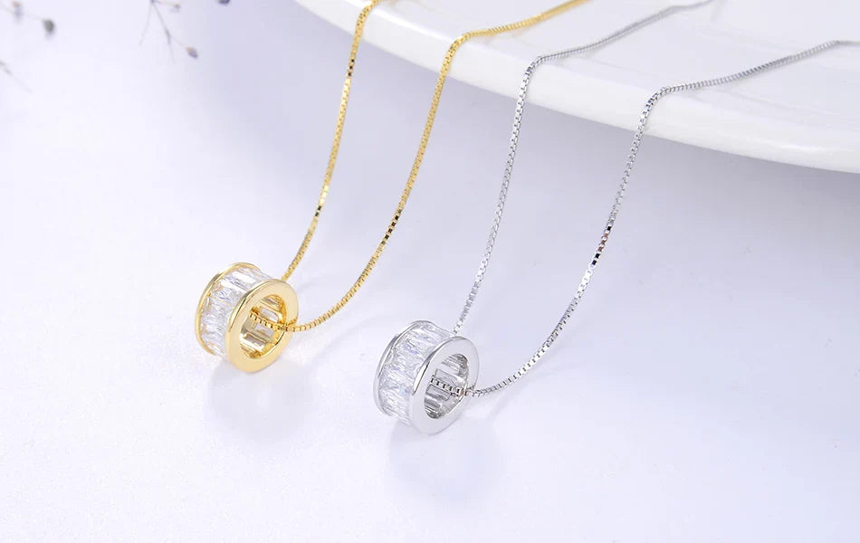 Trendy Simple Necklace 925 Sterling Silver Women Necklaces With 3 Big Circle AAAA Zircon Jewelry Wedding Gift OSN175