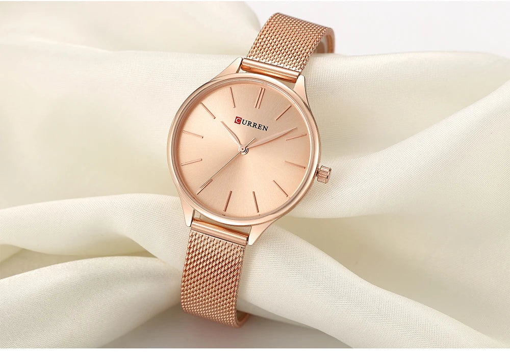 Original Women's Luxury Watch Matte Dial Japanese Quartz Movement Stainless Steel Mesh Strap with Box