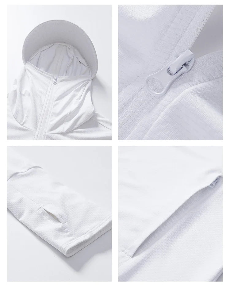 Long Sleeve Hoody Summer Women Sun UV Protection Quick Dry Clothing Men Hooded Jacket Thin Beach Sweatshirt