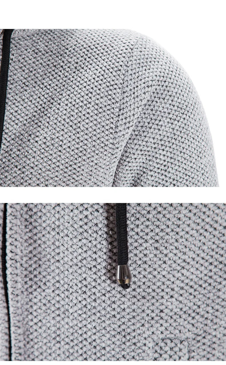 Autumn And Winter Cashmere Men's Cardigan Chenille Outer Sweater Coat Windbreaker Solid Color Fashion Clothing