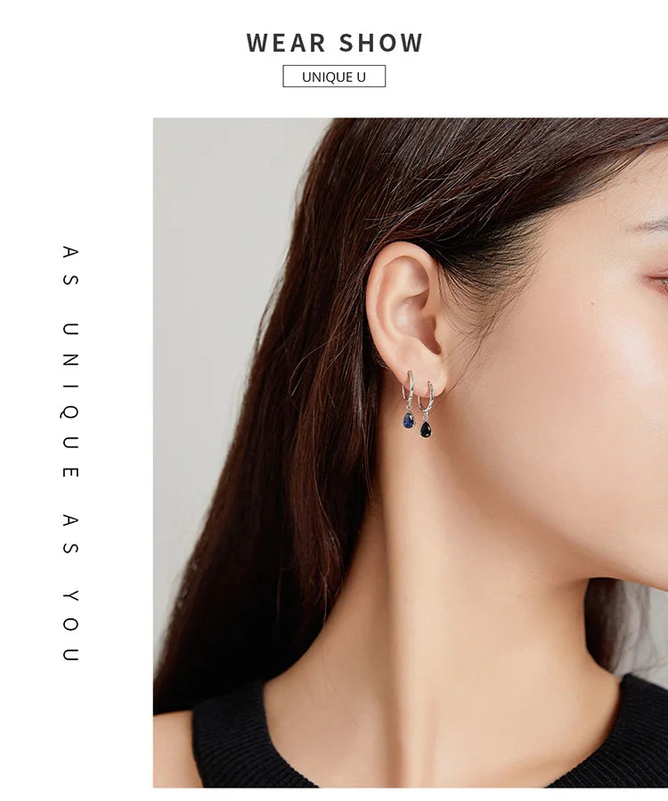 Silver Green Water Drop Earrings 925 Sterling Silver 4 Colors Drop Shape Earring for Women Statement  Jewelry
