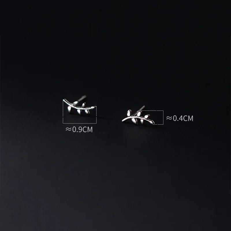 925 Sterling Silver Fashion Cute Romantic Leaf Small Stud Earrings for Women Simple Party Piercing Jewelry Accessories