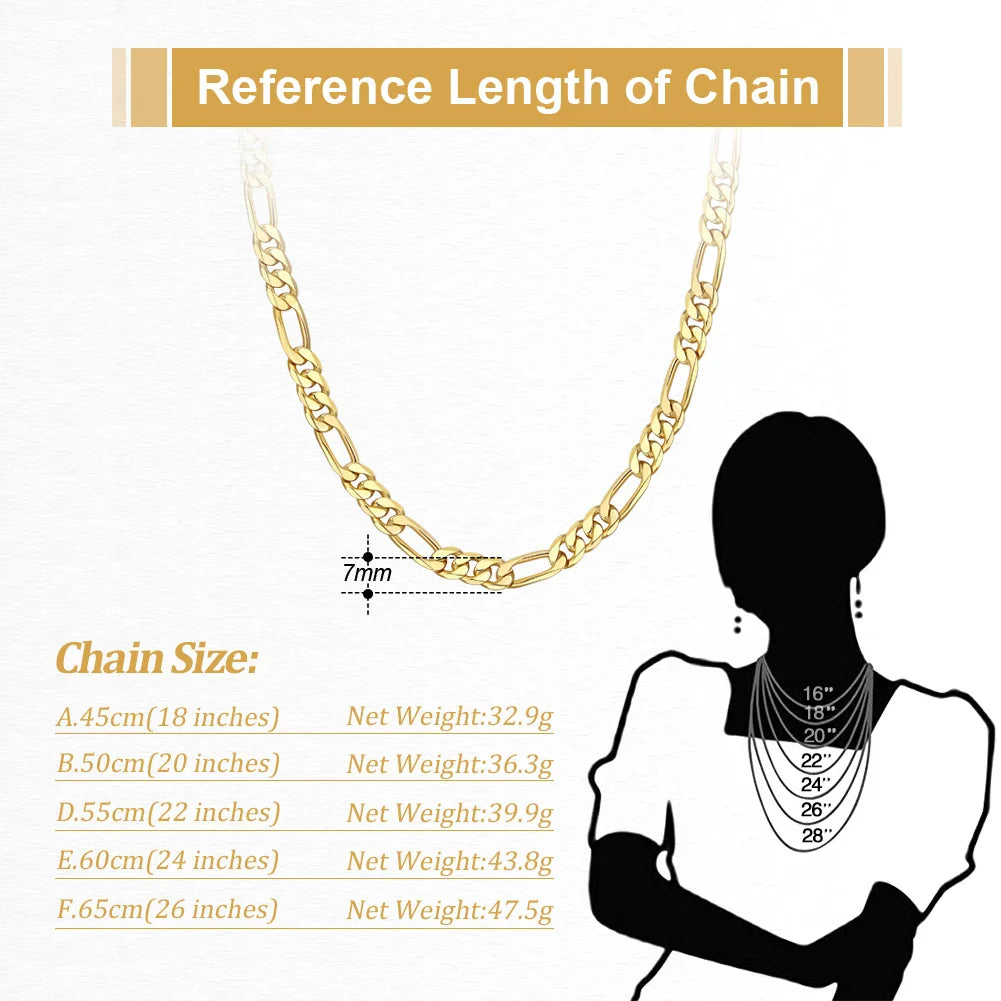 Trendy Men Woman Figaro Chain Necklace 3.3/5/7mm Diamond-Cut Figaro Chain 925 Silver Jewelry Party Gift OSC34