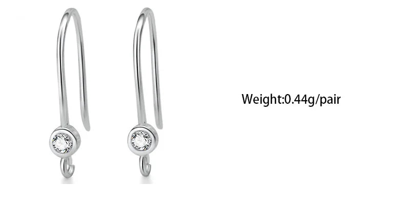 TrustDavis Real 925 Sterling Silver Fashion Dazzling CZ Opening Handmade Ear Hook Earring DIY Accessories Fine Jewelry HY365