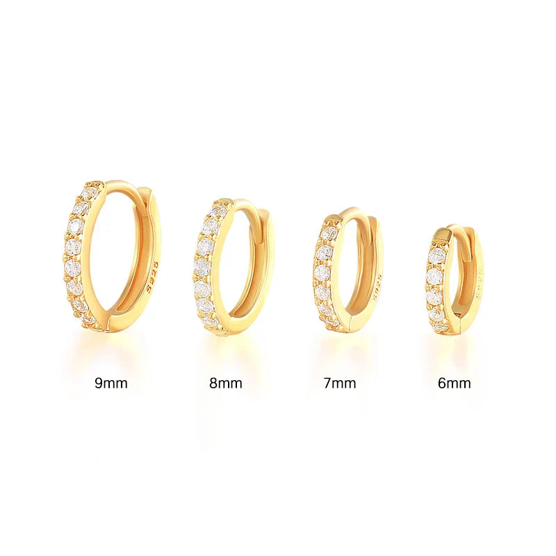 Silver 925 1 pair Women Small Hoops Earring Piercing Ear Cartilage Tragus Simple Thin Circle Anti-allergic Ear Buckle