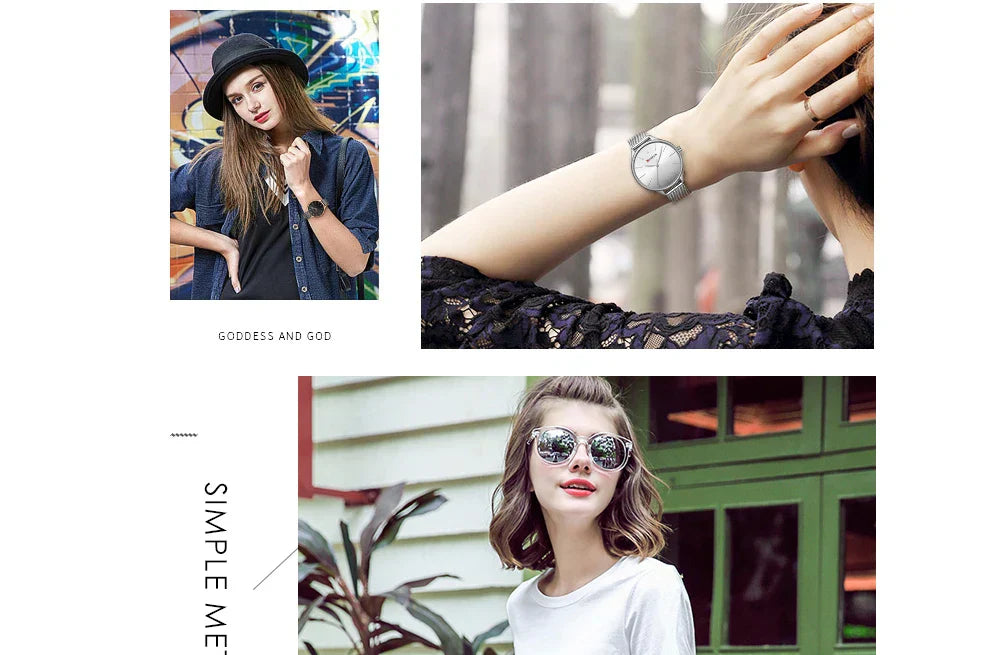 Original Women's Luxury Watch Matte Dial Japanese Quartz Movement Stainless Steel Mesh Strap with Box
