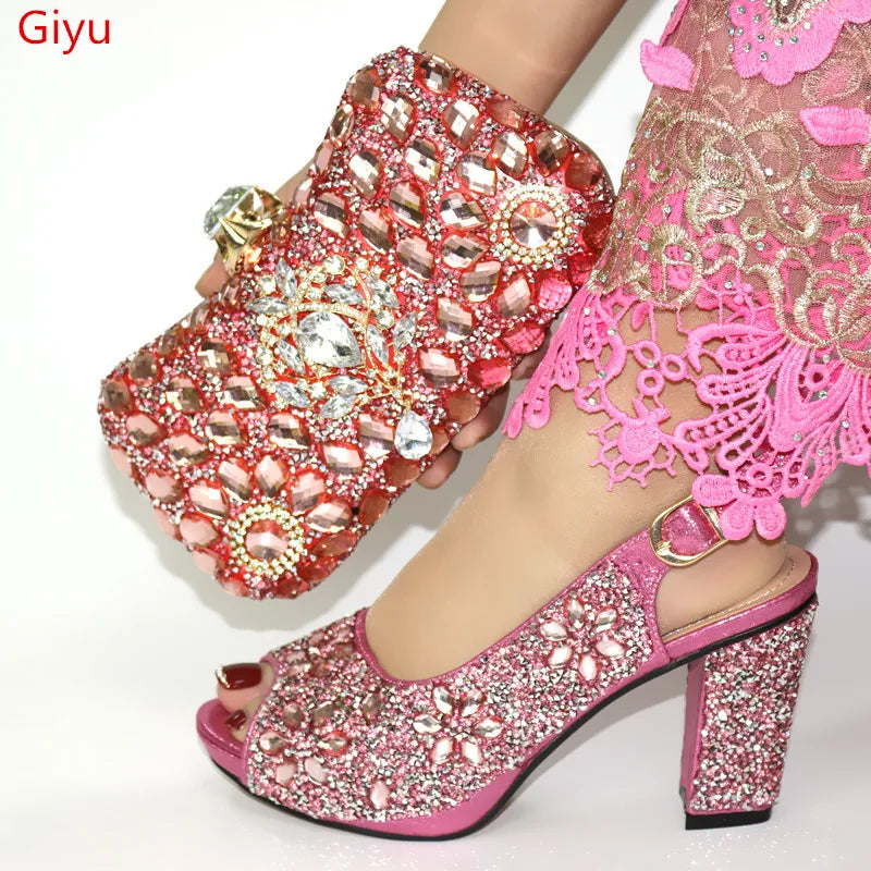 Women Shoes and Bags To Match Set Italy Party Pumps