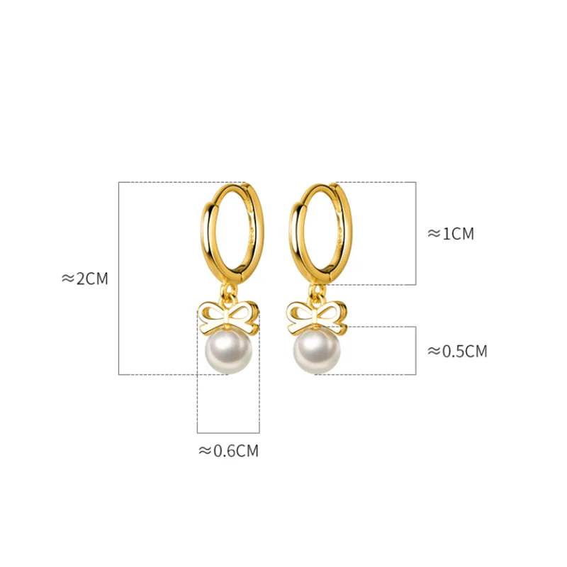 925 Sterling Silver Cute Butterfly Synthetic Pearl Pendant Drop Earrings Fashion Charm Gold Plated Huggies Jewelry Women