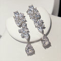 Conjuntos de joyería nupcial de lujo, Zirconia cúbica brillante, collar de boda, pendientes, accesorios para novias X0826