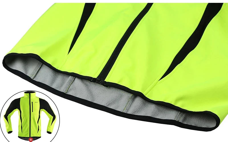 Men's Warm Cycling Jacket Fleece Bike Jersey Windproof Waterproof Softshell Coat Bicycle Clothing Motorcycle Raincoat