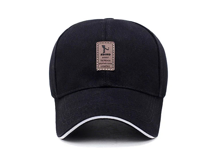 Men Structured Baseball Cap Solid Cotton Snapback Spring Autumn Women Label Stick