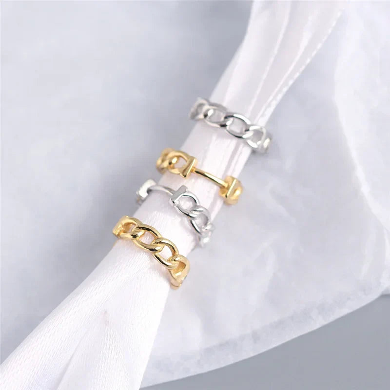 Real 100% 925 Sterling Silver Punk Hip-Hop Link Chain Gothic Studs Earrings for Fashion Women Jewelry Accessories 2022