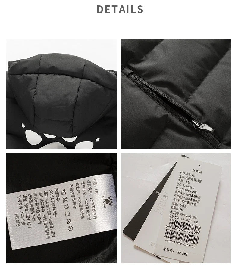 Winter Men's Cotton Jacket Hooded Short Warm Coat Training Sports Team Uniform Women Padded Outwear 8261MF1013
