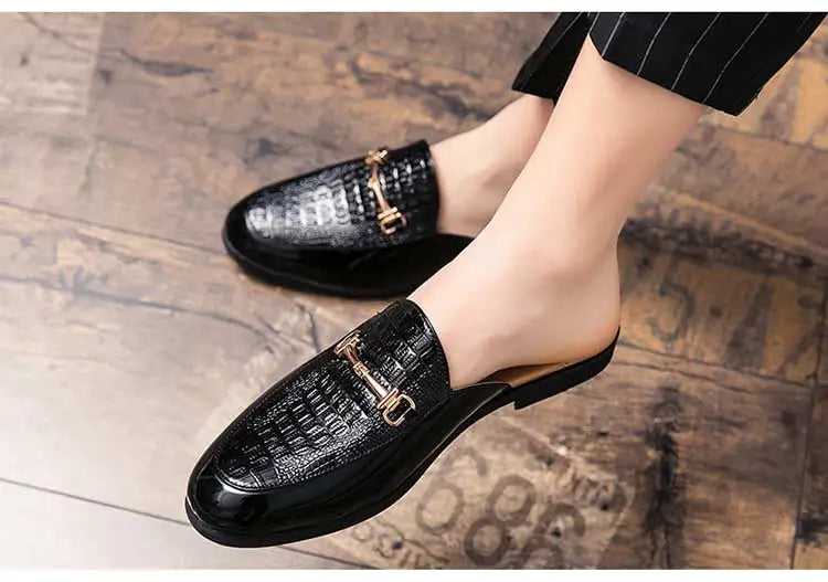 Italian Half Shoes For Men Leather Mens Casual Shoes Loafers Slippers Coiffeur Luxury Designer Man Slide Slipper Buty Meskie